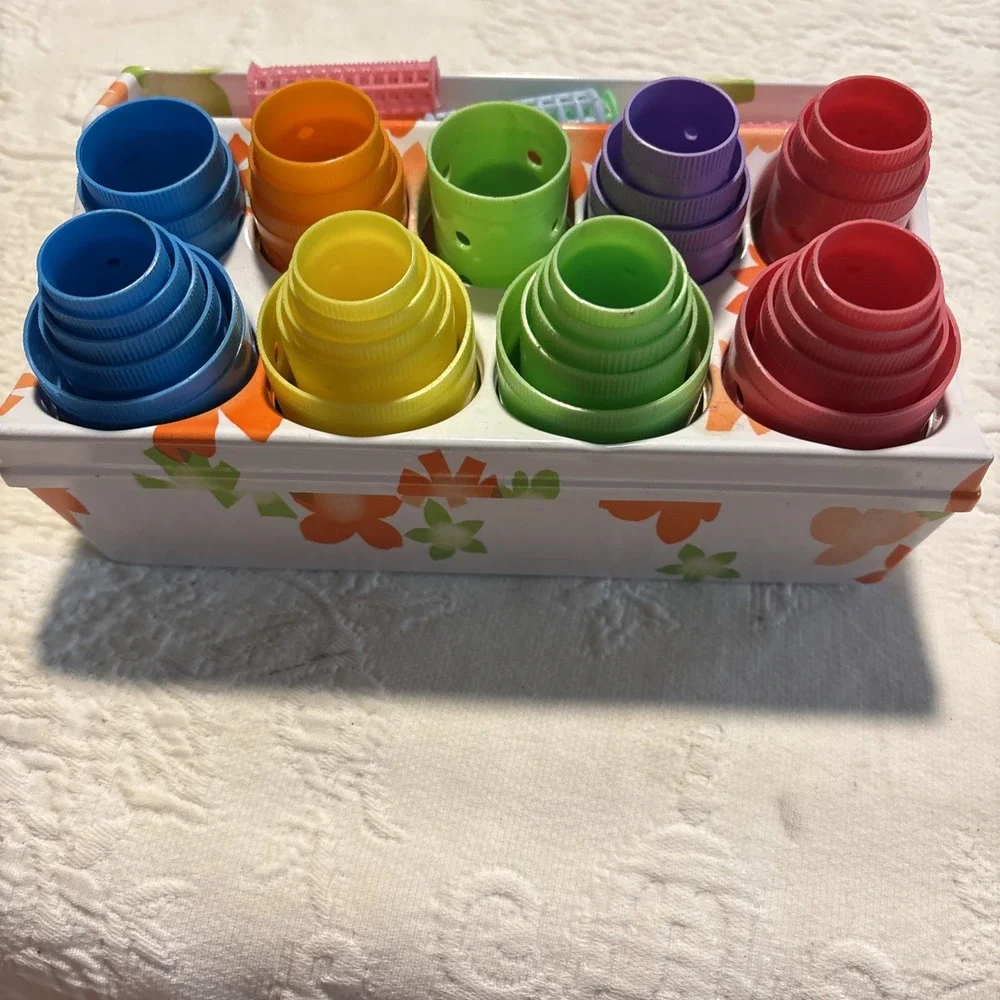 Lady Ellen Vintage Hair Rollers Curlers Klippies Flower Box